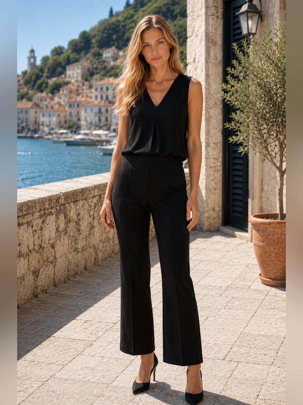 Tory Sport Black Ponte Boot-Cut Pants